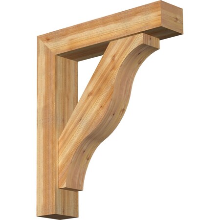 Ekena Millwork Funston Block Rough Sawn Bracket w/ Offset Brace, Western Red Cedar, 8"W x 38"D x 44"H BKT0806X38X44FST05RWR